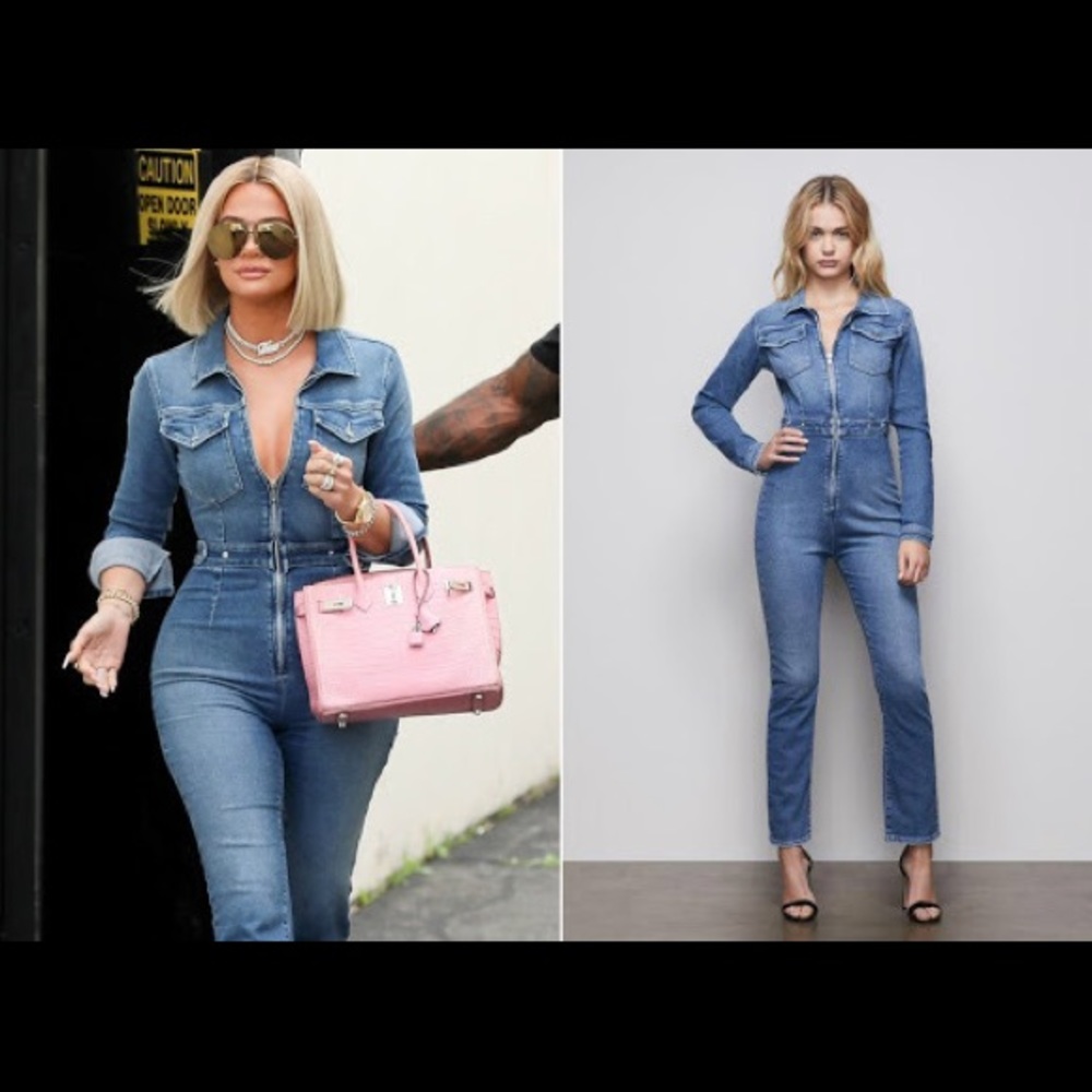 Denim long sleeve jumpsuit
